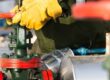 Worker working on an oil well